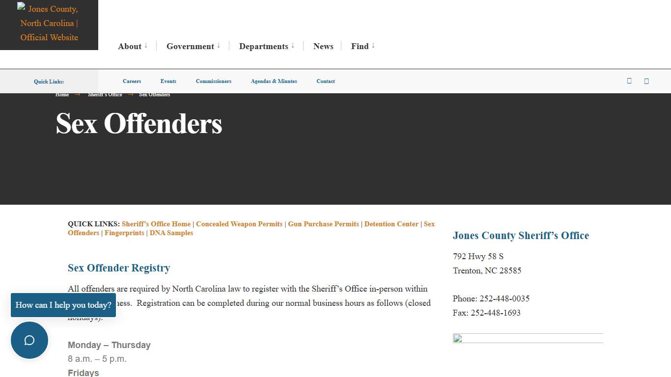 Sex Offenders – Jones County, North Carolina Official Website